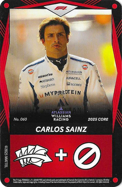 #060 Carlos Sainz (Williams) - RED BASE - Mattel 2025 Core Edition UNO Elite F1/Formula 1