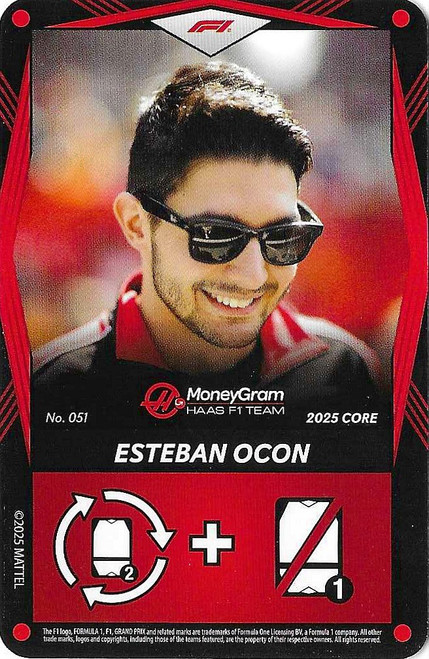 #051 Esteban Ocon (Haas) - RED BASE - Mattel 2025 Core Edition UNO Elite F1/Formula 1