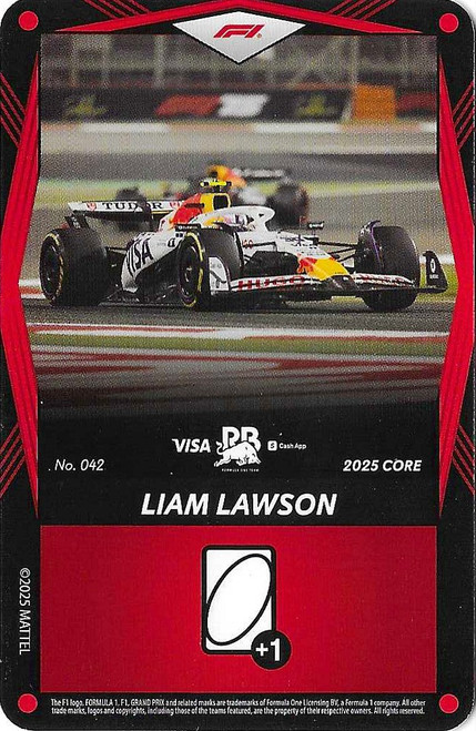 #042 Liam Lawson (Racing Bulls) - RED BASE - Mattel 2025 Core Edition UNO Elite F1/Formula 1
