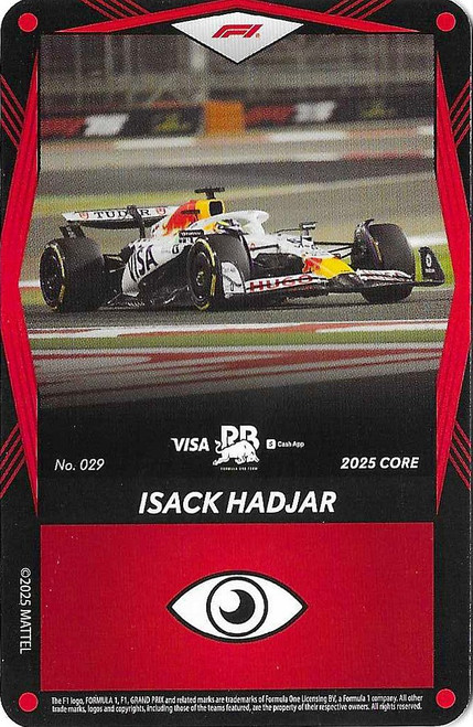 #029 Isack Hadjar (Racing Bulls) - RED BASE - Mattel 2025 Core Edition UNO Elite F1/Formula 1