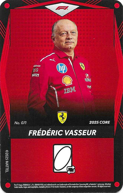 #071 Frederic Vasseur (Ferrari) - RED BASE - Mattel 2025 Core Edition UNO Elite F1/Formula 1