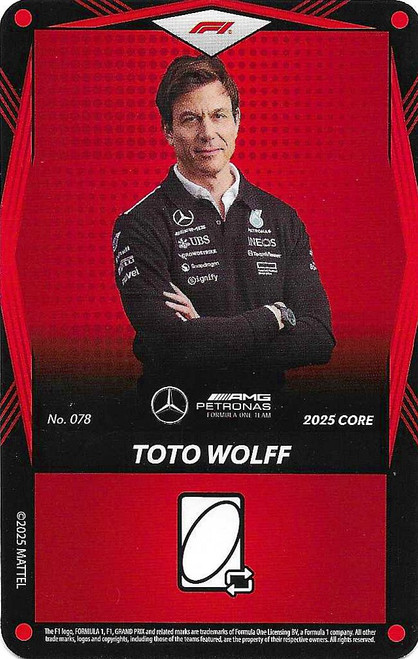 #078 Toto Wolff (Mercedes) - RED BASE - Mattel 2025 Core Edition UNO Elite F1/Formula 1