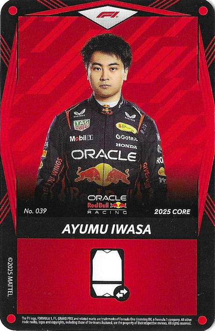 #039 Ayumu Iwasa (Red Bull) - RED BASE - Mattel 2025 Core Edition UNO Elite F1/Formula 1