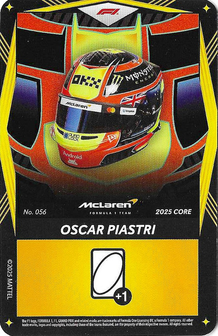 #056 Oscar Piastri (McLaren) - YELLOW BASE - Mattel 2025 Core Edition UNO Elite F1/Formula 1