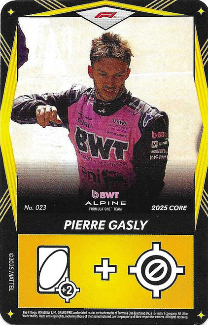 #023 Pierre Gasly (Alpine) - YELLOW BASE - Mattel 2025 Core Edition UNO Elite F1/Formula 1