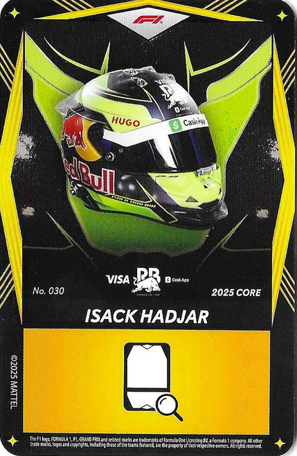 #030 Isack Hadjar (Racing Bulls) - YELLOW BASE - Mattel 2025 Core Edition UNO Elite F1/Formula 1