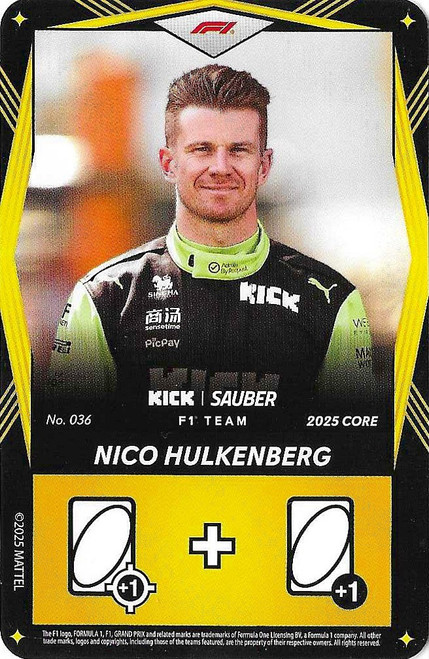 #036 Nico Hulkenberg (Sauber) - YELLOW BASE - Mattel 2025 Core Edition UNO Elite F1/Formula 1