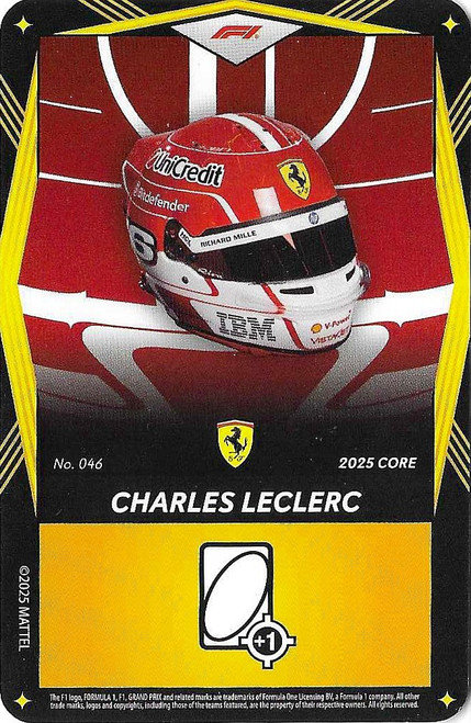 #046 Charles Leclerc (Ferrari) - YELLOW BASE - Mattel 2025 Core Edition UNO Elite F1/Formula 1