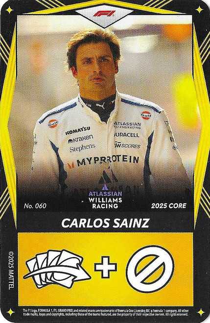 #060 Carlos Sainz (Williams) - YELLOW BASE - Mattel 2025 Core Edition UNO Elite F1/Formula 1
