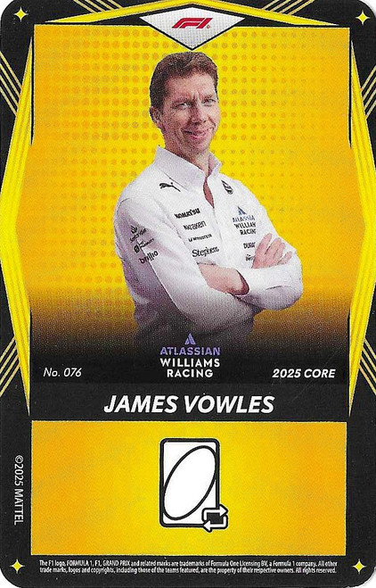 #076 James Vowles (Williams) - YELLOW BASE - Mattel 2025 Core Edition UNO Elite F1/Formula 1
