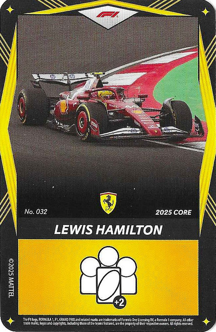 #032 Lewis Hamilton (Ferrari) - YELLOW BASE - Mattel 2025 Core Edition UNO Elite F1/Formula 1
