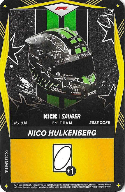#038 Nico Hulkenberg (Sauber) - YELLOW BASE - Mattel 2025 Core Edition UNO Elite F1/Formula 1