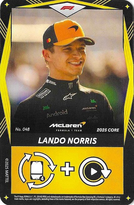 #048 Lando Norris (McLaren) - YELLOW BASE - Mattel 2025 Core Edition UNO Elite F1/Formula 1