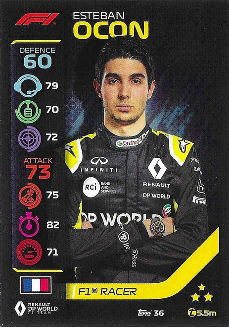 #036 Esteban Ocon (Renault) - Topps Turbo Attax 2020 (Formula 1/F1)