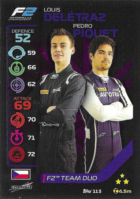 #113 Louis Deletraz & Pedro Piquet (Charouz) - Topps Turbo Attax 2020 (Formula 1/F1)