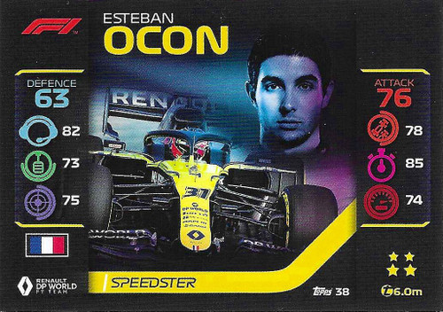 #038 Esteban Ocon (Renault) - Topps Turbo Attax 2020 (Formula 1/F1)