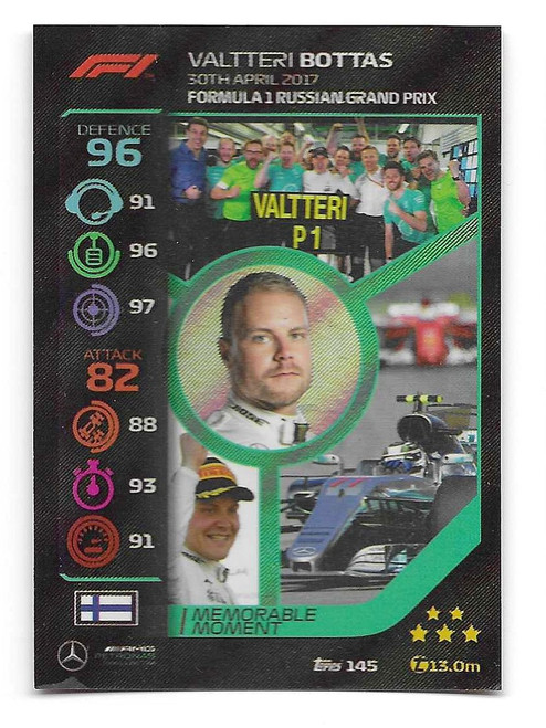 #145 Valtteri Bottas (Mercedes) - MEMORABLE MOMENT - Topps Turbo Attax 2020 India Edition (Formula 1/F1)