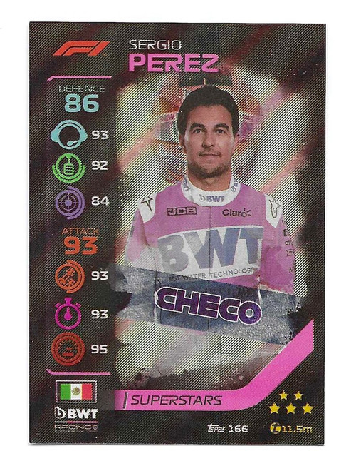#166 Sergio Perez (Racing Point) - SUPERSTARS - Topps Turbo Attax 2020 India Edition (Formula 1/F1)