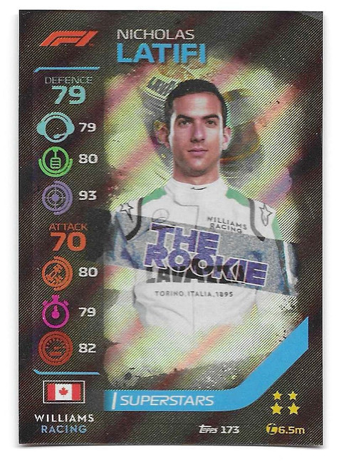 #173 Nicholas Latifi (Williams) - SUPERSTARS - Topps Turbo Attax 2020 India Edition (Formula 1/F1)