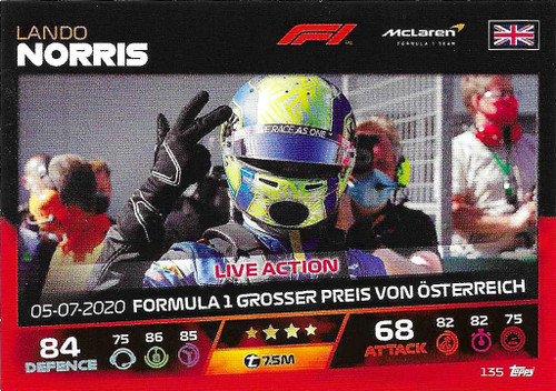 #135 Lando Norris (McLaren) - Topps Turbo Attax 2021 (Formula 1/F1)