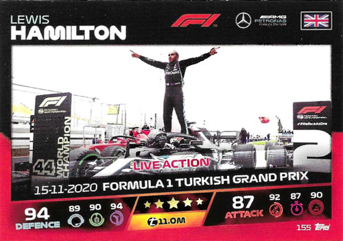 #155 Lewis Hamilton (Mercedes) - Topps Turbo Attax 2021 (Formula 1/F1)