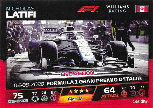 #146 Nicholas Latifi (Williams) - Topps Turbo Attax 2021 (Formula 1/F1)