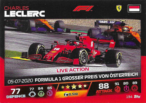#134 Charles Leclerc (Ferrari) - Topps Turbo Attax 2021 (Formula 1/F1)