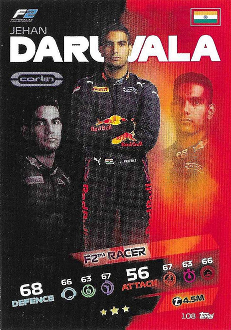 #108 Jehan Daruvala (Carlin) - Topps Turbo Attax 2021 (Formula 1/F1)