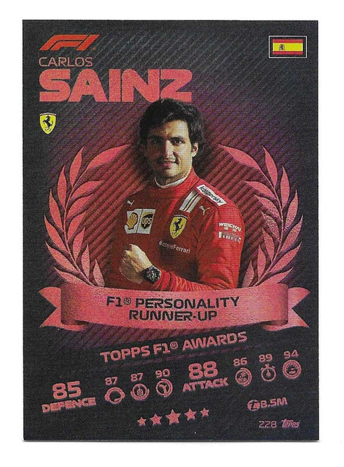 #228 Carlos Sainz (Ferrari) - TOPPS F1 AWARDS (RAINBOW FOIL VERSION) - Topps Turbo Attax 2021 (Formula 1/F1)