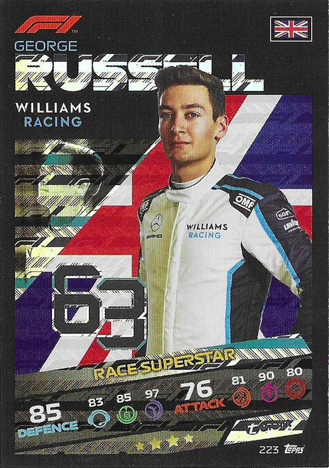 #223 George Russell (Williams) - RACE SUPERSTAR - Topps Turbo Attax 2021 (Formula 1/F1)