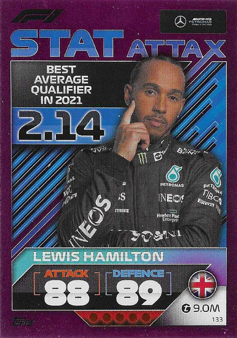 #133 Lewis Hamilton (Mercedes) - PINK PARALLEL (Stat Attax) - Topps Turbo Attax 2022 (Formula 1/F1)