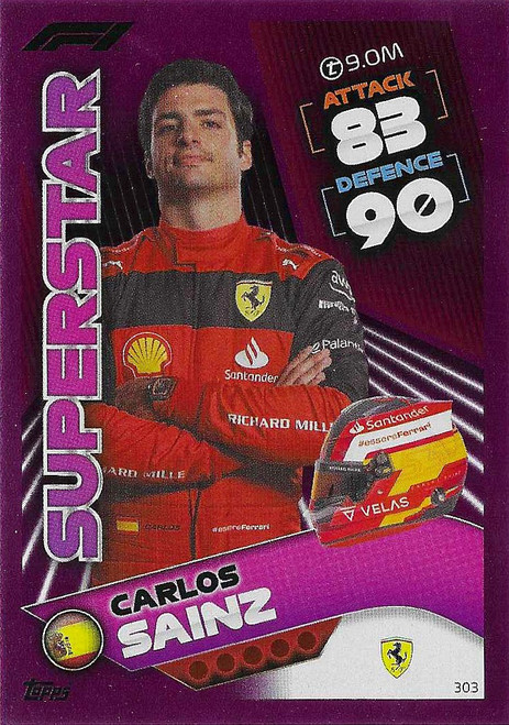 #303 Carlos Sainz (Ferrari) - PINK PARALLEL (Superstar) - Topps Turbo Attax 2022 (Formula 1/F1)