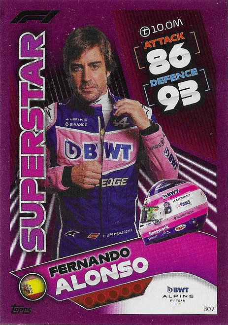 #307 Fernando Alonso (Alpine) - PINK PARALLEL (Superstar) - Topps Turbo Attax 2022 (Formula 1/F1)