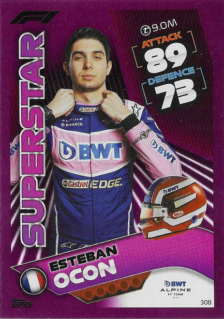 #308 Esteban Ocon (Alpine) - PINK PARALLEL (Superstar) - Topps Turbo Attax 2022 (Formula 1/F1)