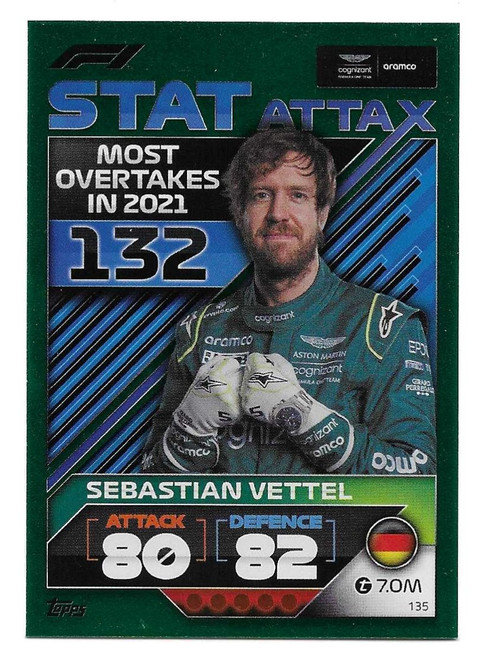 #135 Sebastian Vettel (Aston Martin) - GREEN PARALLEL 419/500 (Stat Attax) - Topps Turbo Attax 2022 (Formula 1/F1)