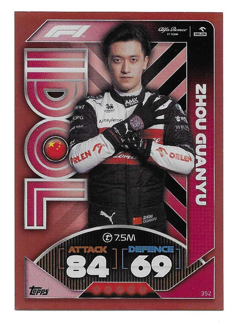 #352 Zhou Guanyu (Alfa Romeo) - RED PARALLEL 218/500 (Idol) - Topps Turbo Attax 2022 (Formula 1/F1)