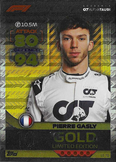 LE007G - Pierre Gasly (Alpha Tauri) - GOLD LIMITED EDITION - Topps Turbo Attax 2022 (Formula 1/F1)