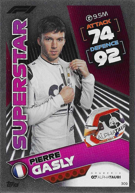 #309 Pierre Gasly (Alpha Tauri) - SUPERSTAR - Topps Turbo Attax 2022 (Formula 1/F1)