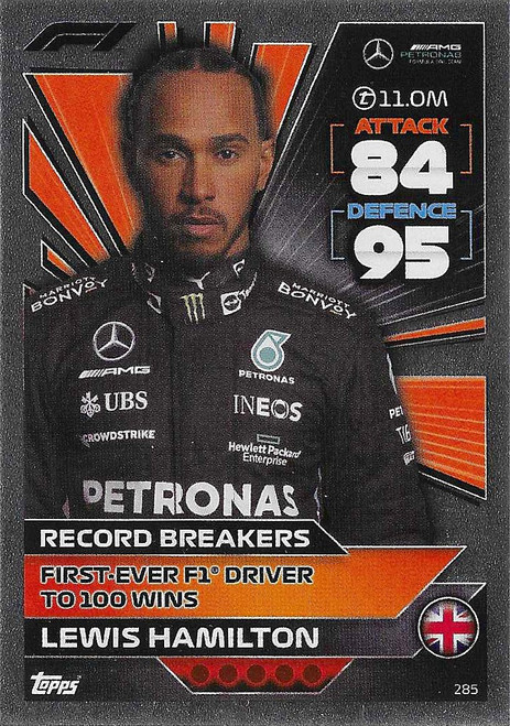 #285 Lewis Hamilton (Mercedes) - RECORD BREAKERS - Topps Turbo Attax 2022 (Formula 1/F1)