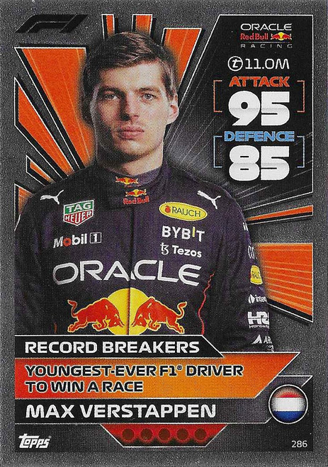 #286 Max Verstappen (Red Bull) - RECORD BREAKERS - Topps Turbo Attax 2022 (Formula 1/F1)