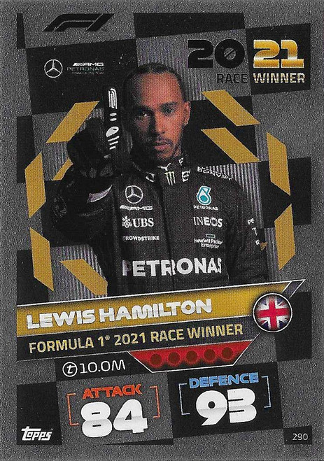 #290 Lewis Hamilton (Mercedes) - 2021 RACE WINNER - Topps Turbo Attax 2022 (Formula 1/F1)