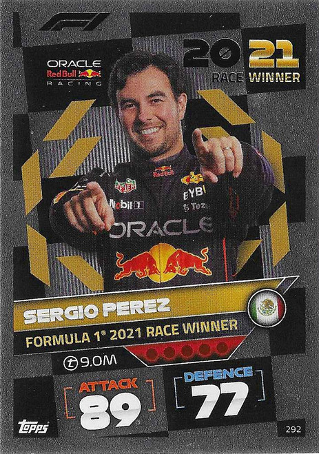 #292 Sergio Perez (Red Bull) - 2021 RACE WINNER - Topps Turbo Attax 2022 (Formula 1/F1)