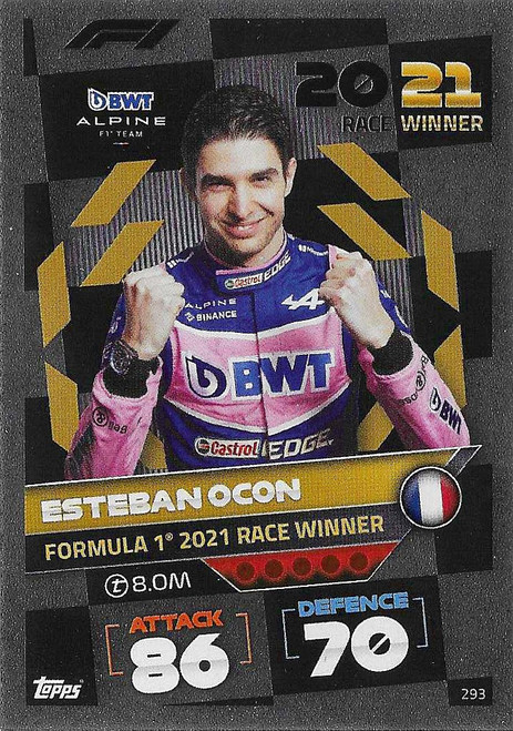 #293 Esteban Ocon (Alpine) - 2021 RACE WINNER - Topps Turbo Attax 2022 (Formula 1/F1)