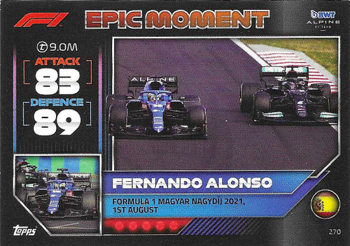#270 Fernando Alonso (Alpine) - Topps Turbo Attax 2022 (Formula 1/F1)