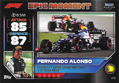 #278 Fernando Alonso (Alpine) - Topps Turbo Attax 2022 (Formula 1/F1)
