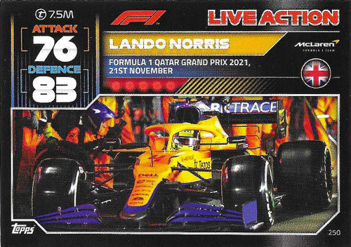 #250 Lando Norris (McLaren) - Topps Turbo Attax 2022 (Formula 1/F1)