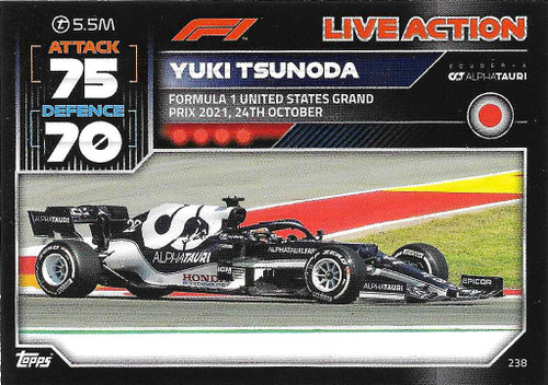 #238 Yuki Tsunoda (Alpha Tauri) - Topps Turbo Attax 2022 (Formula 1/F1)