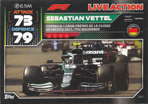 #242 Sebastian Vettel (Aston Martin) - Topps Turbo Attax 2022 (Formula 1/F1)