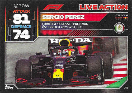 #209 Sergio Perez (Red Bull) - Topps Turbo Attax 2022 (Formula 1/F1)