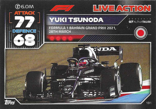 #181 Yuki Tsunoda (Alpha Tauri) - Topps Turbo Attax 2022 (Formula 1/F1)